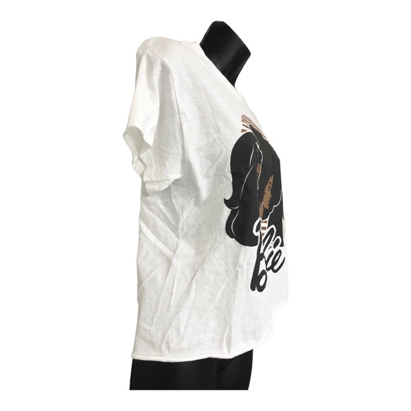 Beautiful black Barbie collage crop rolled hem off-white‎ T-shirt size small new - Picture 15 of 16